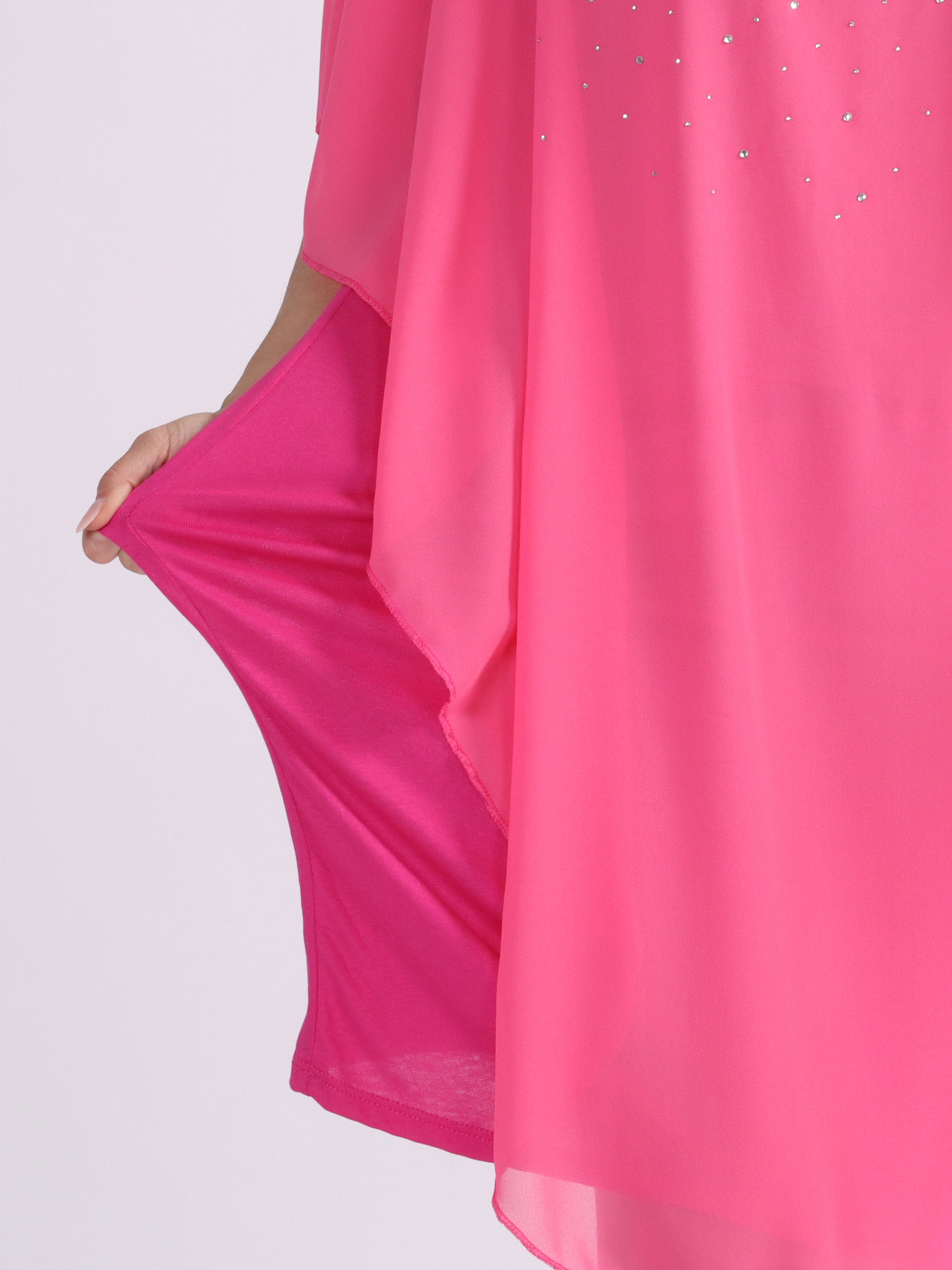 Kenya Crystal - Plus size tunikakjole med chiffonlag og similisten